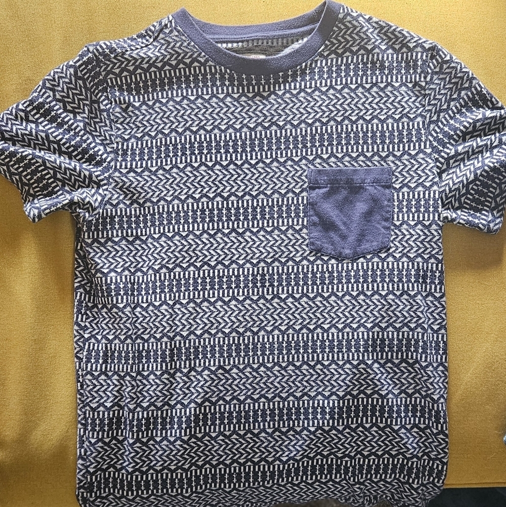 Mossimo Supply Co. Navy and White Geometric Pocket Tee